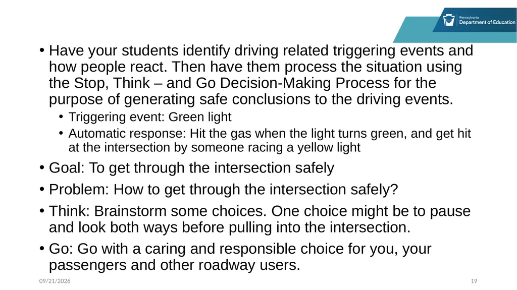Stop, Think and Go Instructor Sample Activities - slide 19 of 44