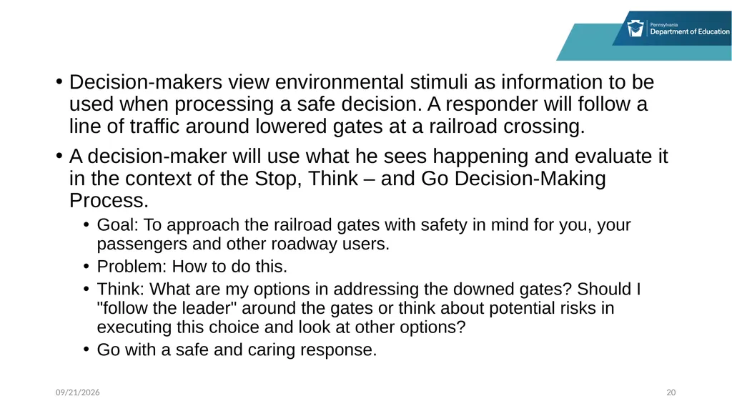 Stop, Think and Go Instructor Sample Activities - slide 20 of 44