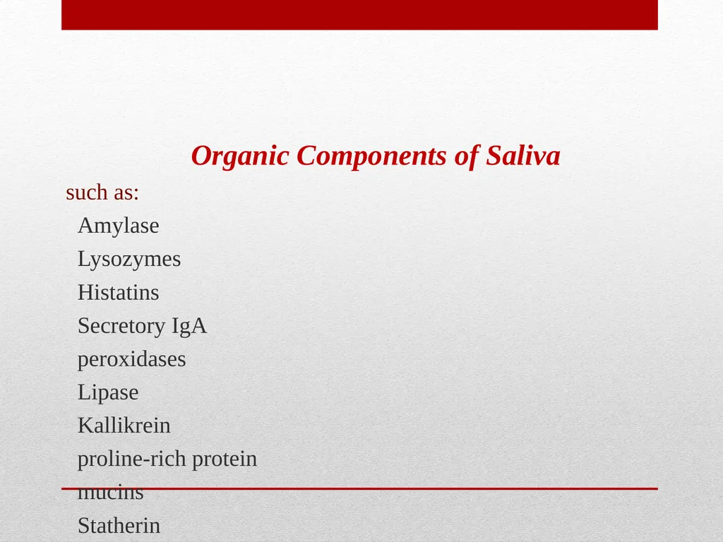 Saliva It is a watery secretion in the mouth - slide 18 of 29