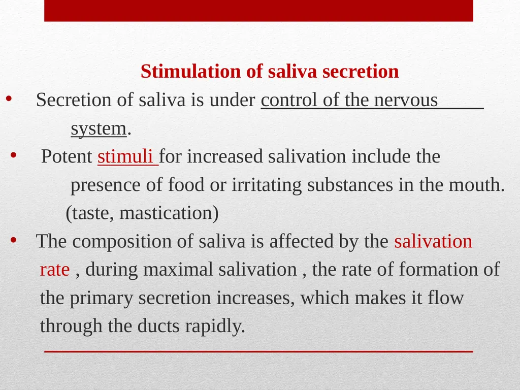 Saliva It is a watery secretion in the mouth - slide 16 of 29