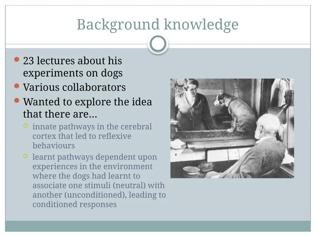 Classical Conditioning and his famous Experiment - slide 2 of 11