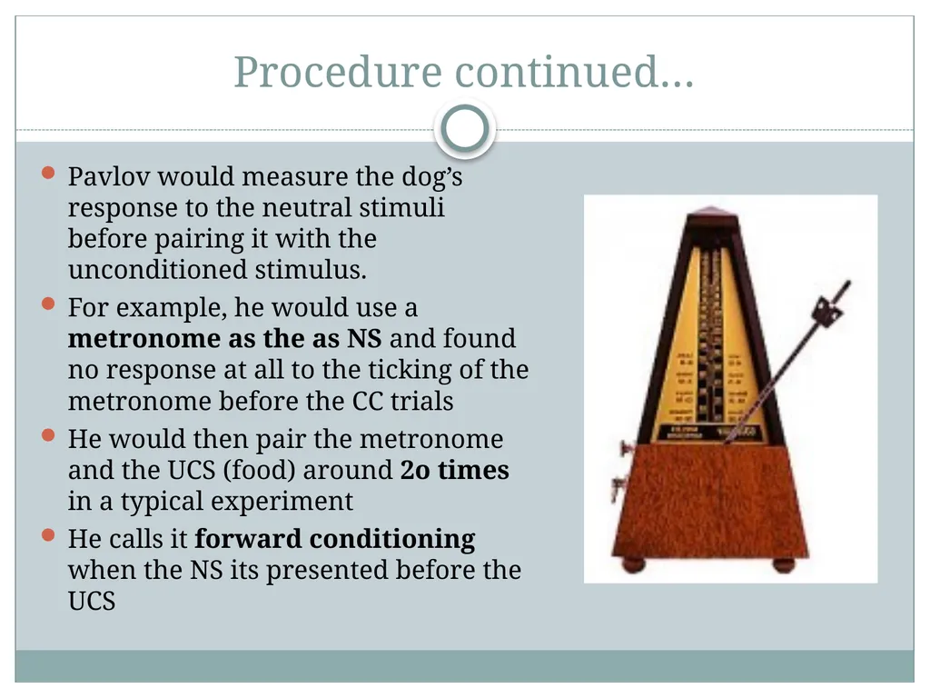 Classical Conditioning and his famous Experiment - slide 6 of 11