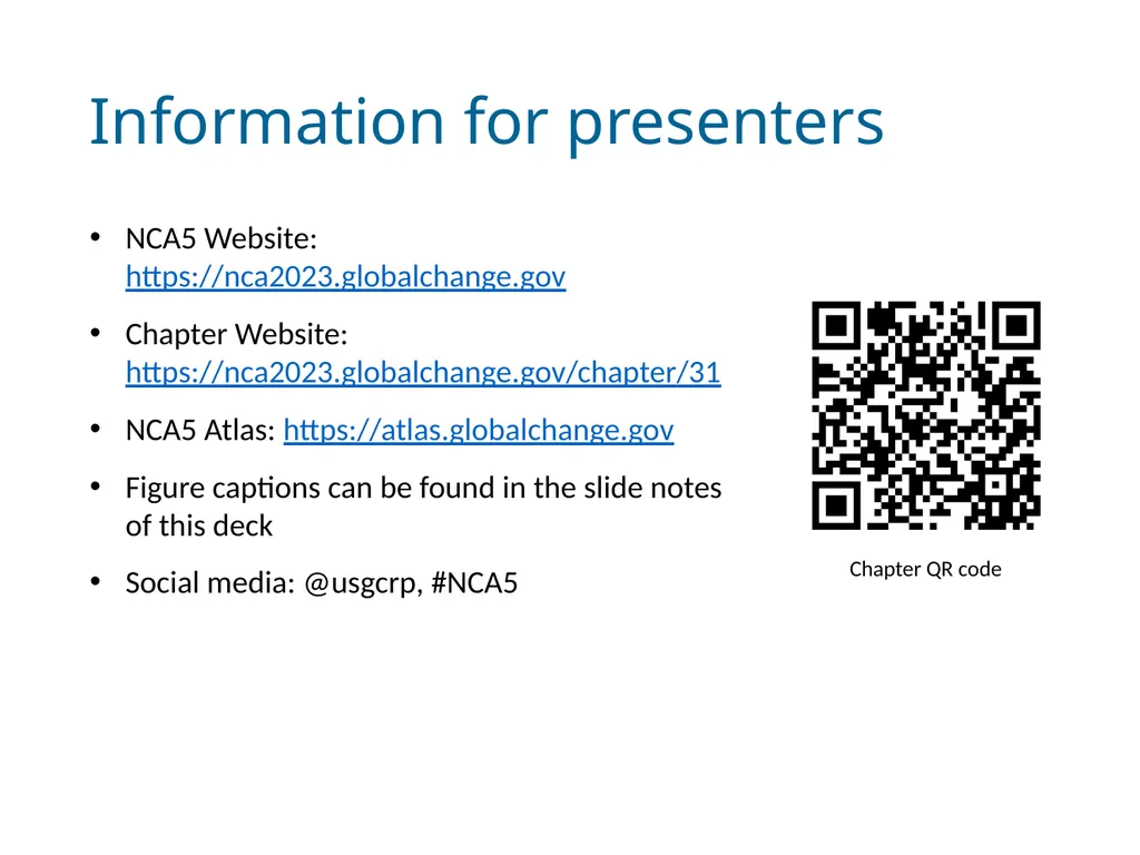 NCA5 Website: https://nca2023.globalchange.gov - slide 1 of 15