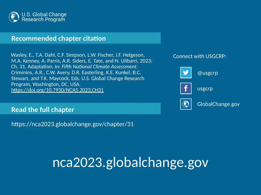 NCA5 Website: https://nca2023.globalchange.gov - slide 15 of 15