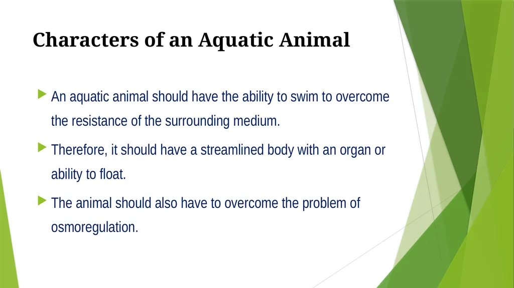 Aquatic Adaptation What is aquatic adaptation? - slide 4 of 9