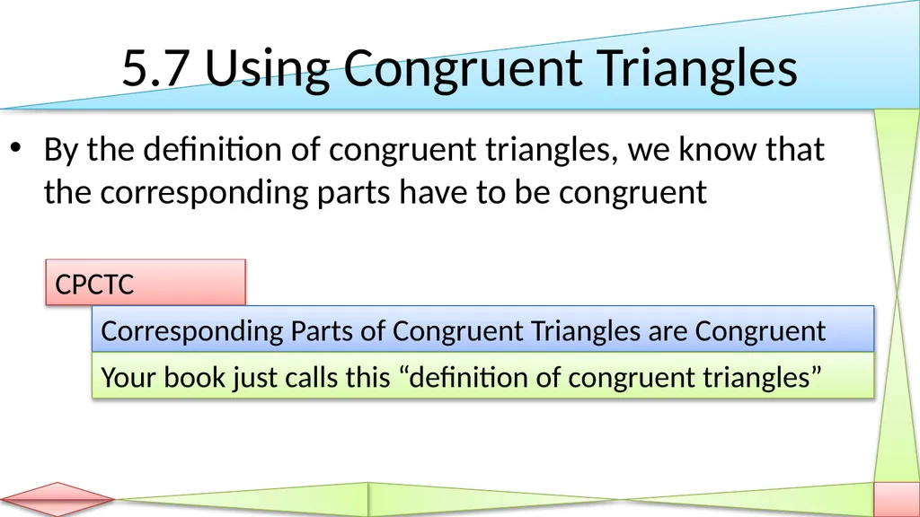 Congruent Triangles Geometry Chapter 5 This - slide 49 of 60