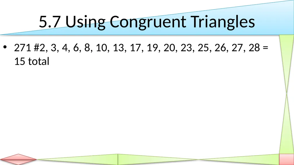 Congruent Triangles Geometry Chapter 5 This - slide 53 of 60