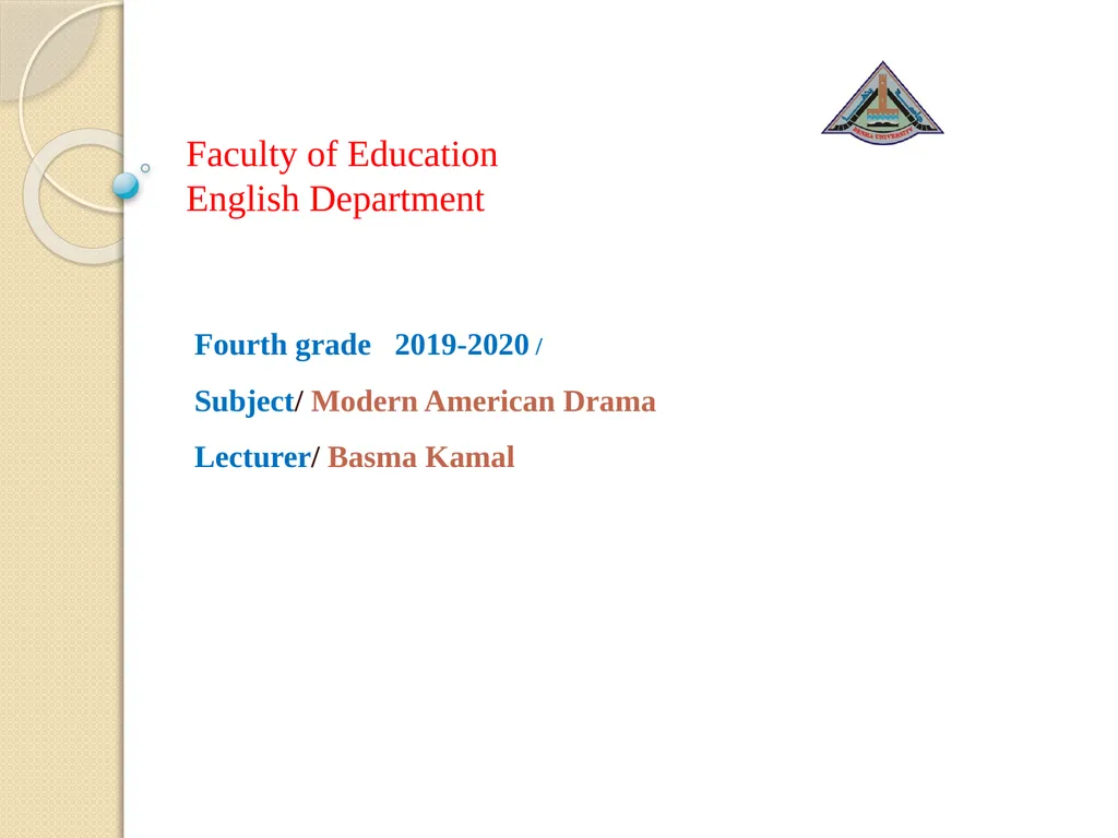 Faculty of Education English Department /