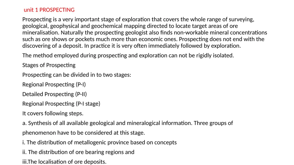 unit 1 PROSPECTING Prospecting is a very important - slide 1 of 60