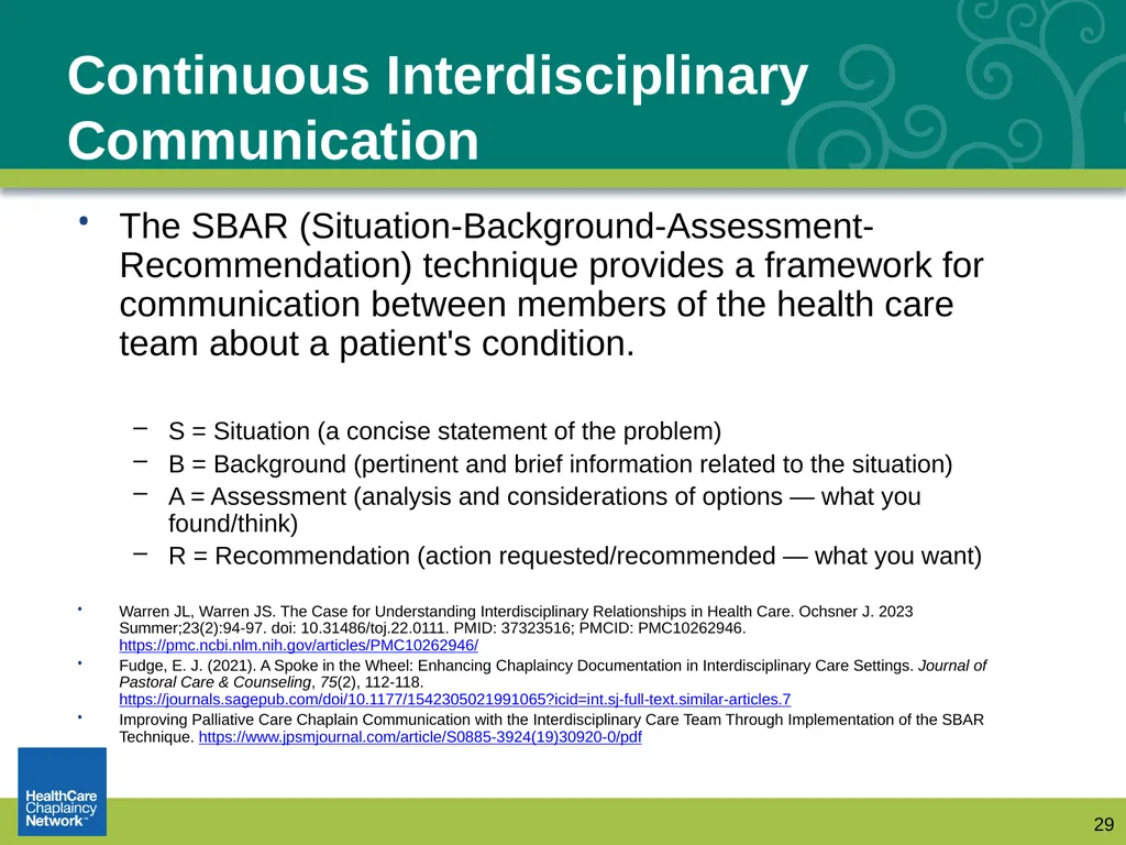 Documentation: How Chaplains Communicate with - slide 29 of 31