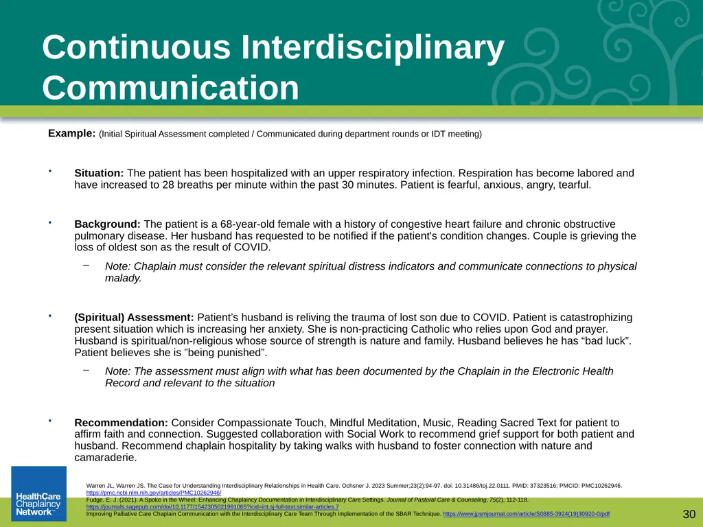Documentation: How Chaplains Communicate with - slide 30 of 31