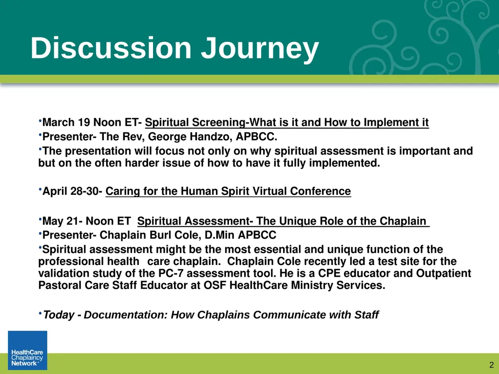 Documentation: How Chaplains Communicate with - slide 2 of 31