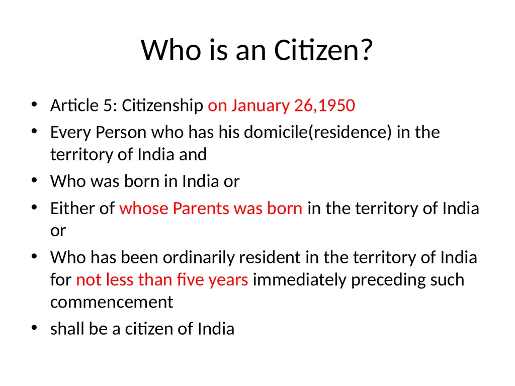 Online Course on Constitution of India Citizenship - slide 8 of 17