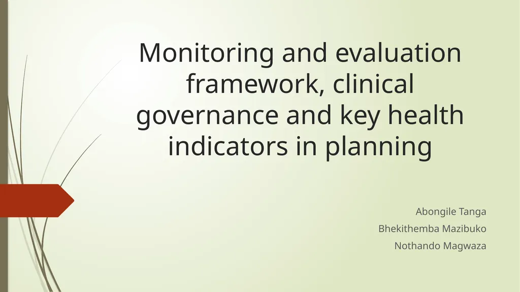 Monitoring and evaluation framework, clinical - slide 1 of 40