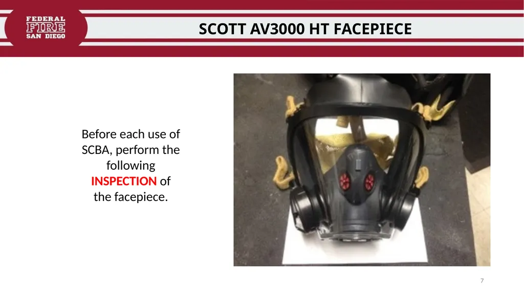 FFDSD TRAINING SCOTT X3 SCBA Identify the - slide 7 of 39