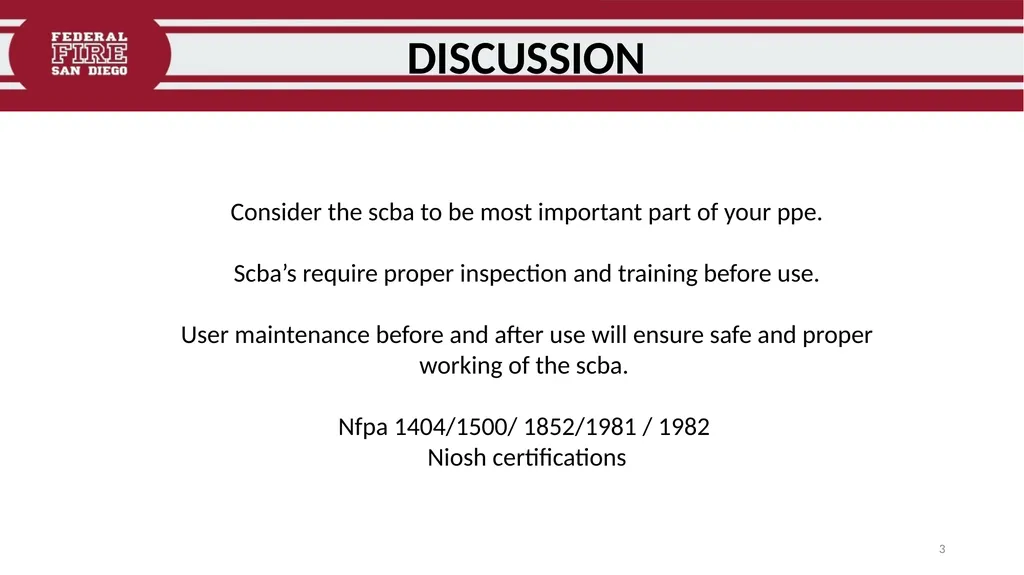 FFDSD TRAINING SCOTT X3 SCBA Identify the - slide 3 of 39