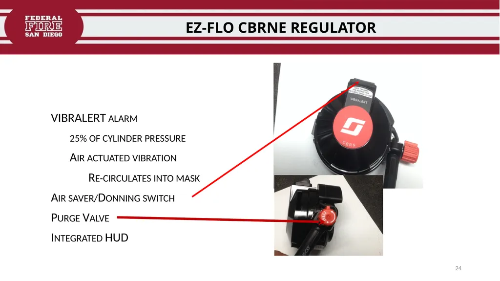 FFDSD TRAINING SCOTT X3 SCBA Identify the - slide 24 of 39