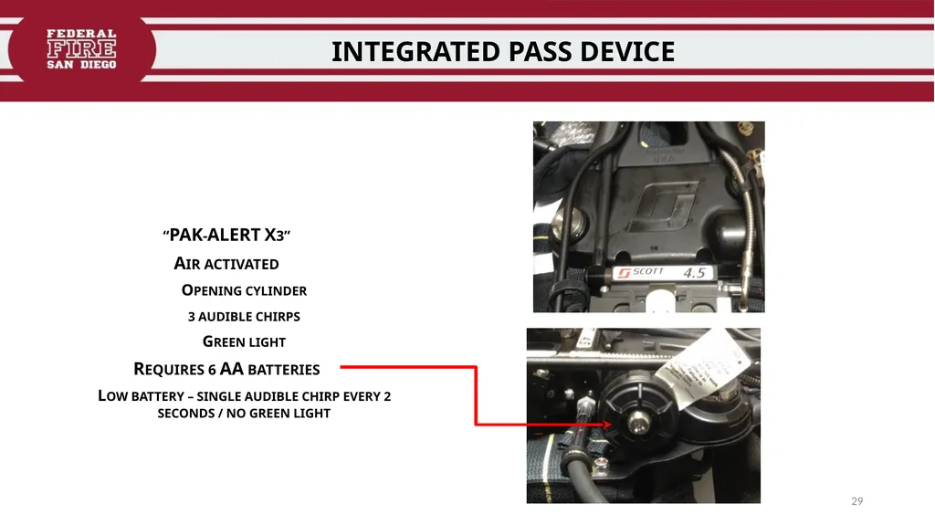 FFDSD TRAINING SCOTT X3 SCBA Identify the - slide 29 of 39