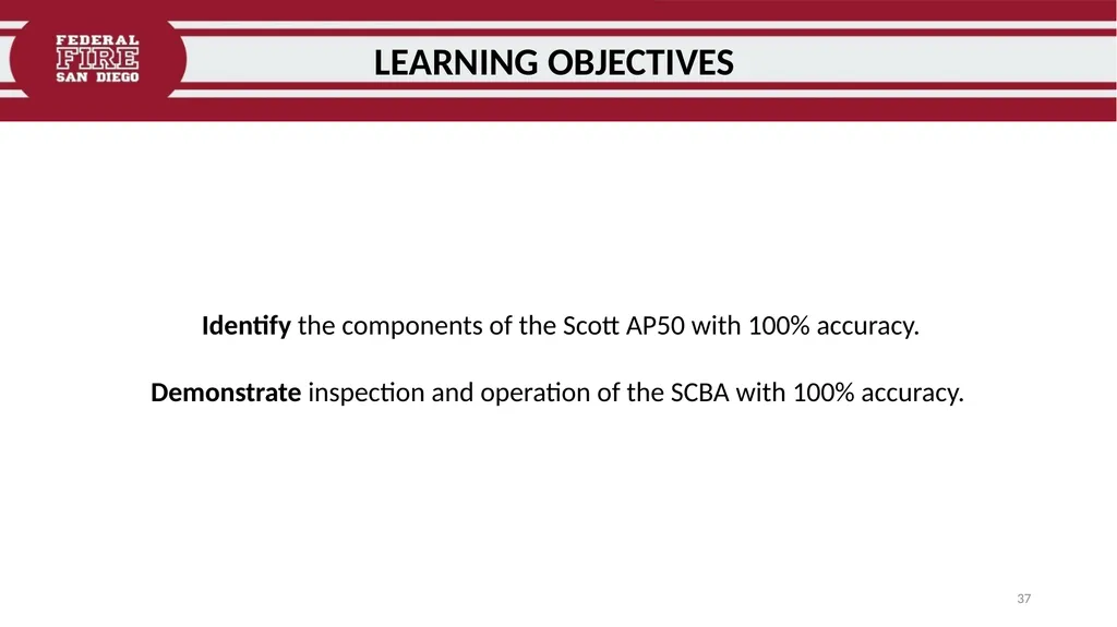FFDSD TRAINING SCOTT X3 SCBA Identify the - slide 37 of 39