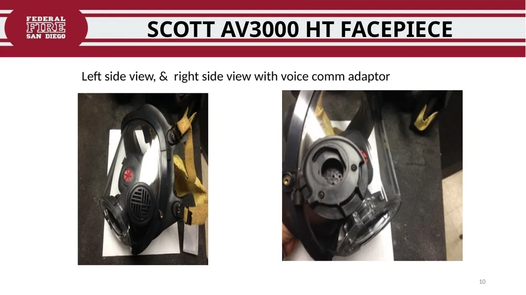 FFDSD TRAINING SCOTT X3 SCBA Identify the - slide 10 of 39