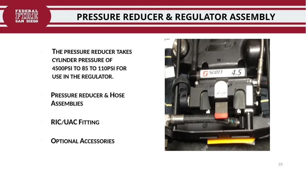 FFDSD TRAINING SCOTT X3 SCBA Identify the - slide 23 of 39