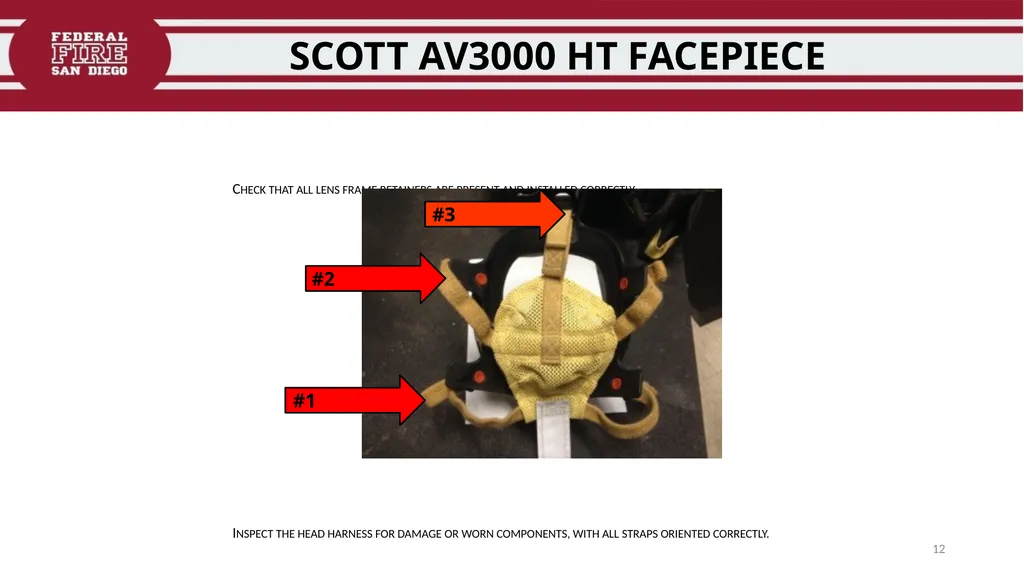 FFDSD TRAINING SCOTT X3 SCBA Identify the - slide 12 of 39