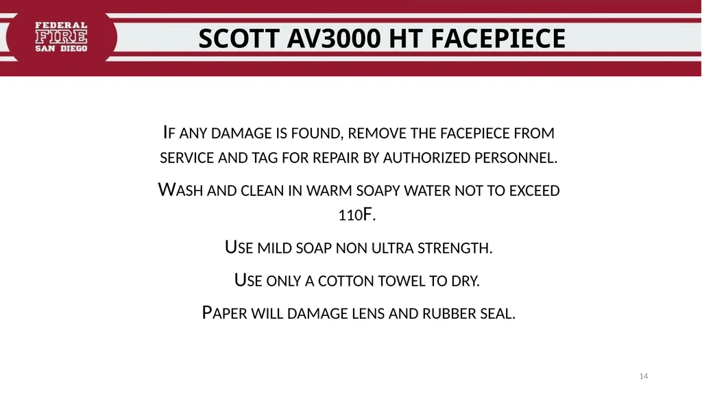 FFDSD TRAINING SCOTT X3 SCBA Identify the - slide 14 of 39