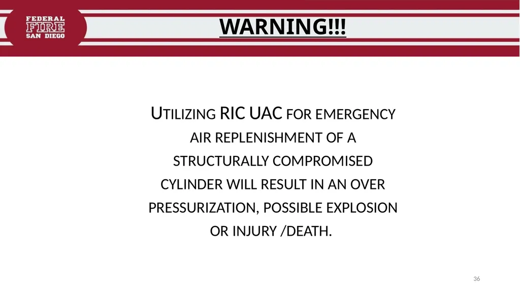 FFDSD TRAINING SCOTT X3 SCBA Identify the - slide 36 of 39