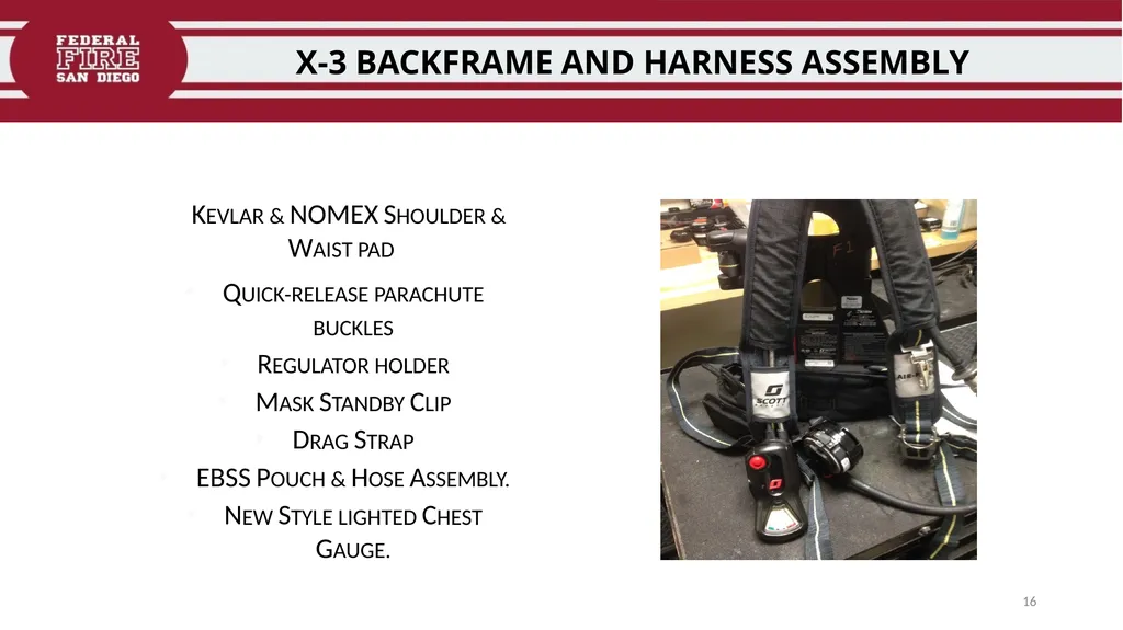 FFDSD TRAINING SCOTT X3 SCBA Identify the - slide 16 of 39