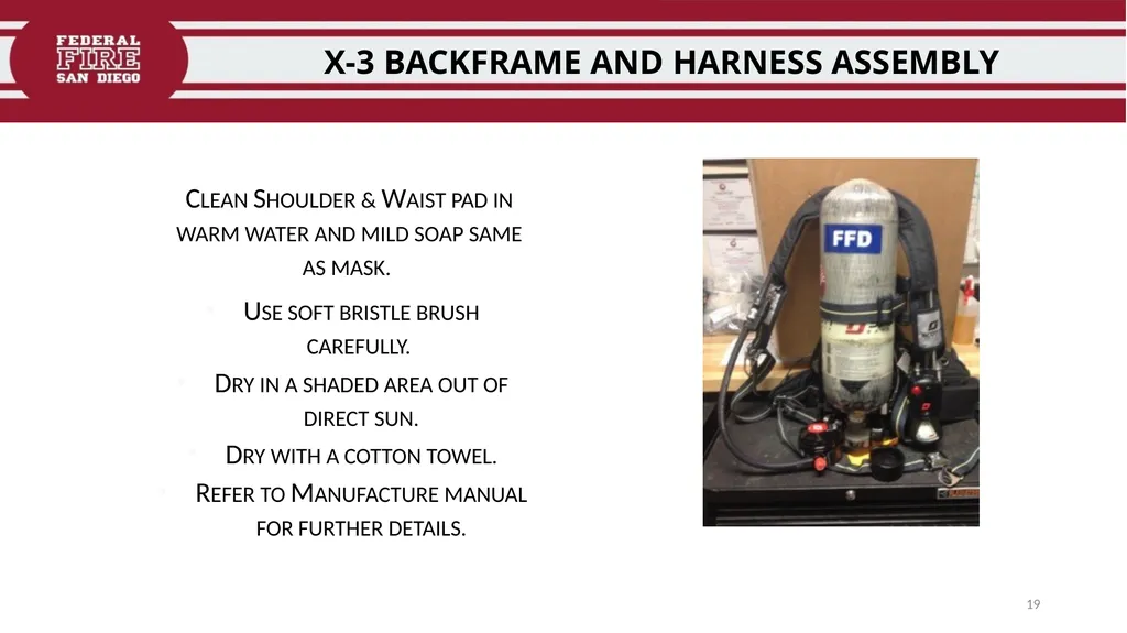 FFDSD TRAINING SCOTT X3 SCBA Identify the - slide 19 of 39