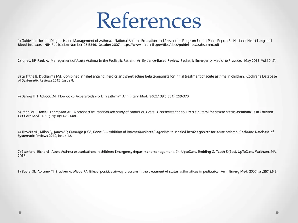 Status Asthmaticus in the Pediatric Emergency - slide 63 of 66