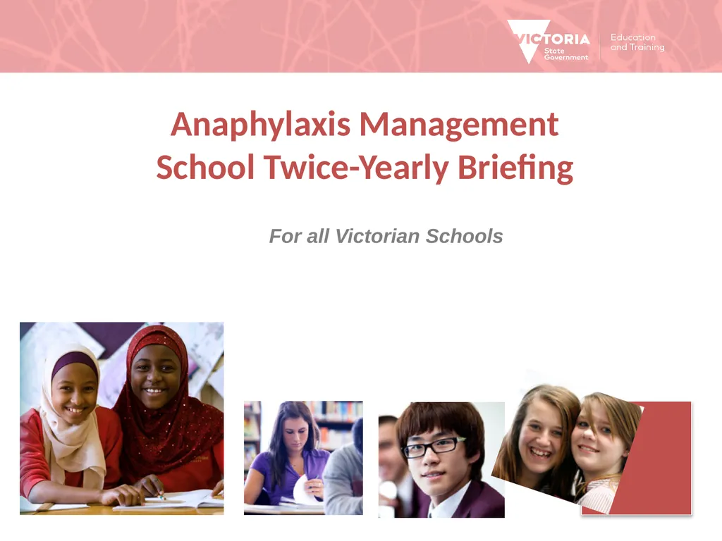 For all Victorian Schools Anaphylaxis Management - slide 1 of 9