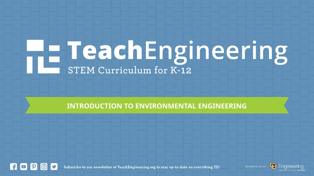 INTRODUCTION TO ENVIRONMENTAL ENGINEERING What is - slide 1 of 13