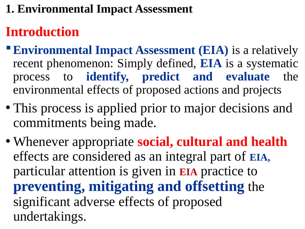 Environmental Impact Assessment Course Code: GeES - slide 4 of 210
