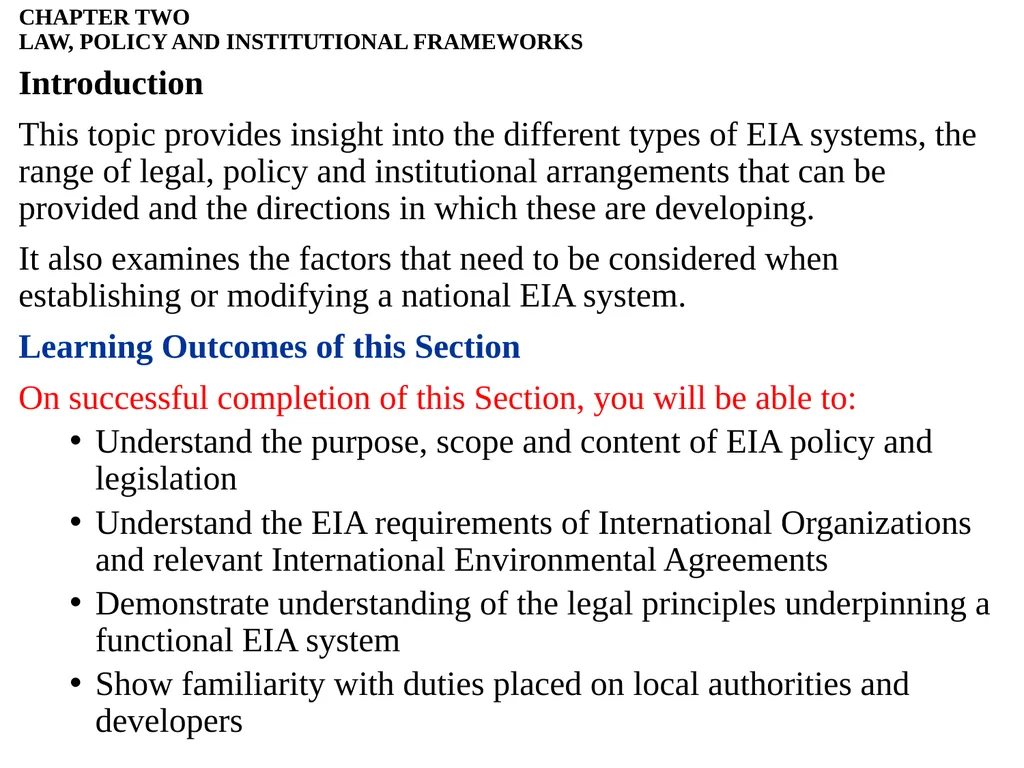 Environmental Impact Assessment Course Code: GeES - slide 109 of 210