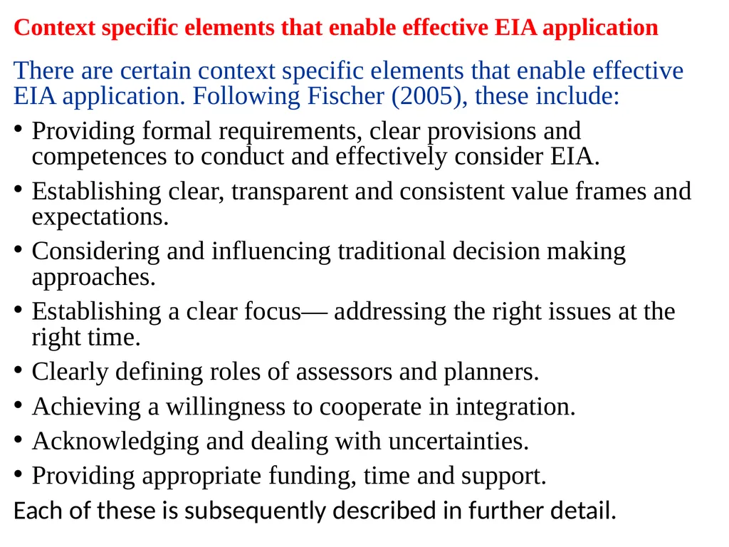 Environmental Impact Assessment Course Code: GeES - slide 99 of 210