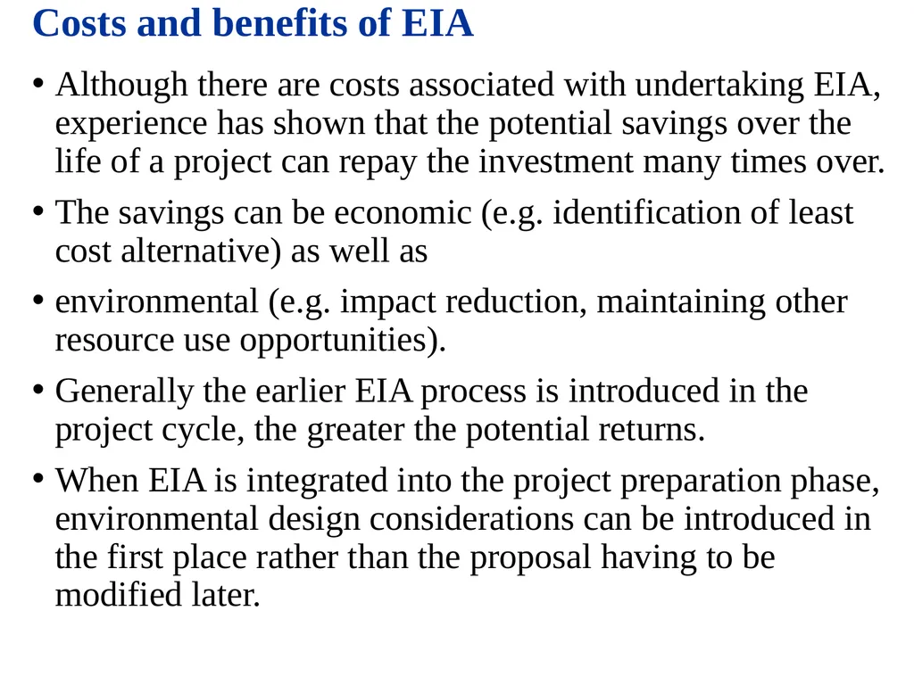 Environmental Impact Assessment Course Code: GeES - slide 69 of 210