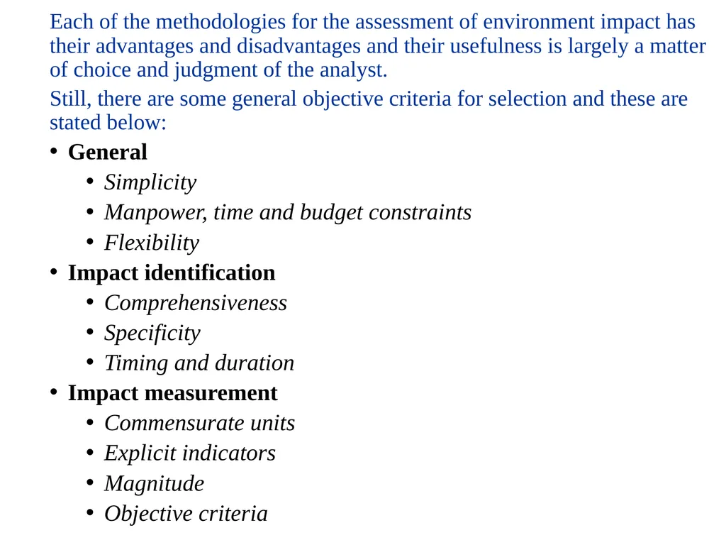 Environmental Impact Assessment Course Code: GeES - slide 203 of 210