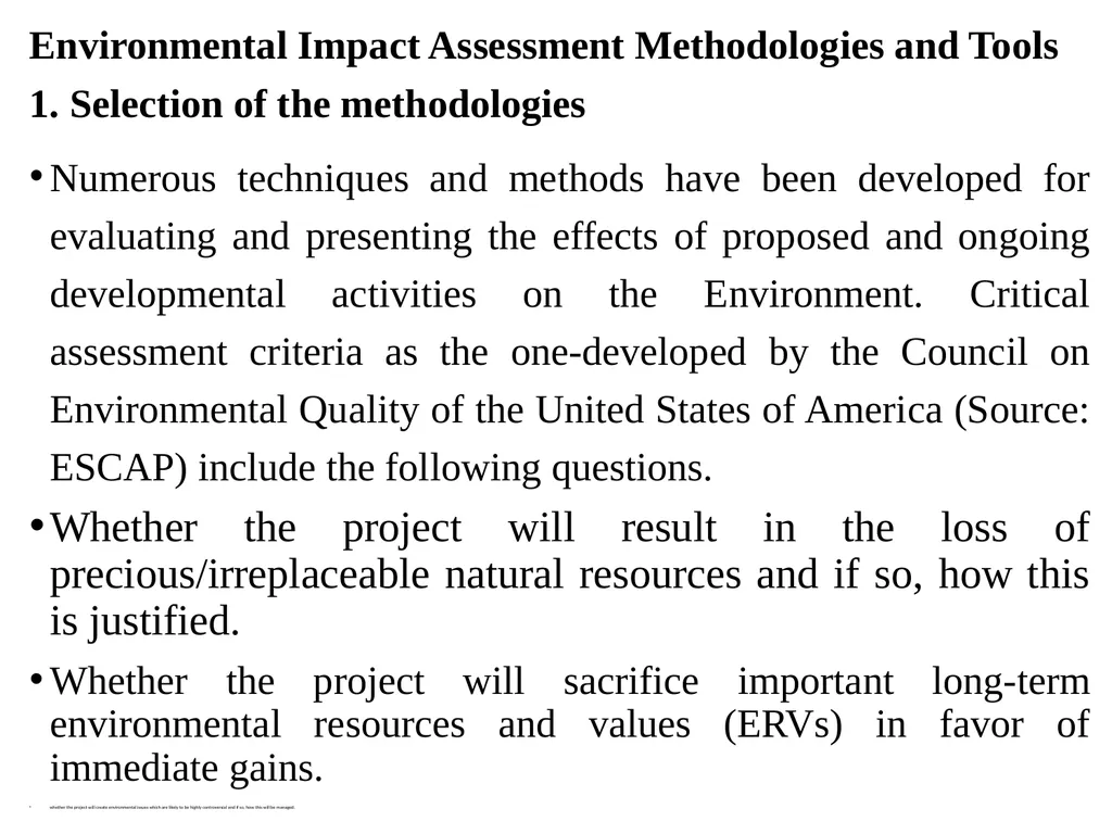 Environmental Impact Assessment Course Code: GeES - slide 200 of 210