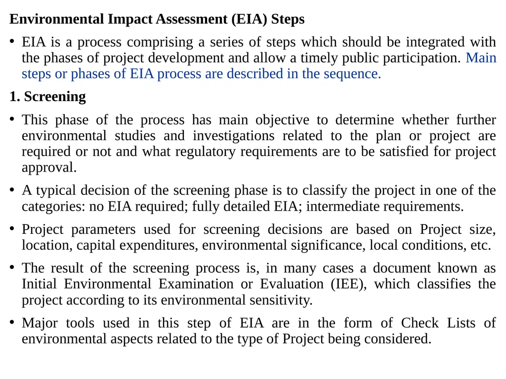 Environmental Impact Assessment Course Code: GeES - slide 89 of 210