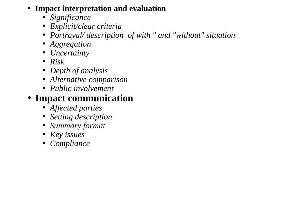 Environmental Impact Assessment Course Code: GeES - slide 204 of 210