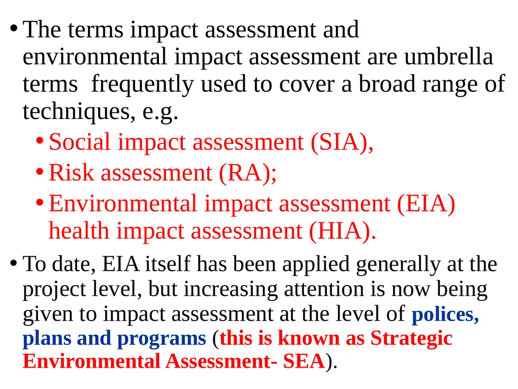 Environmental Impact Assessment Course Code: GeES - slide 8 of 210
