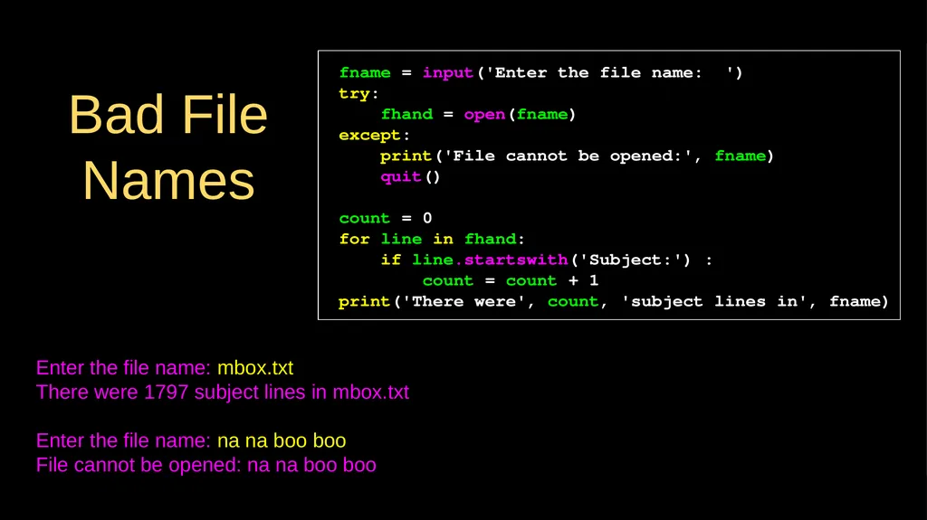 Reading Files Chapter 7 Python for Everybody - slide 22 of 24