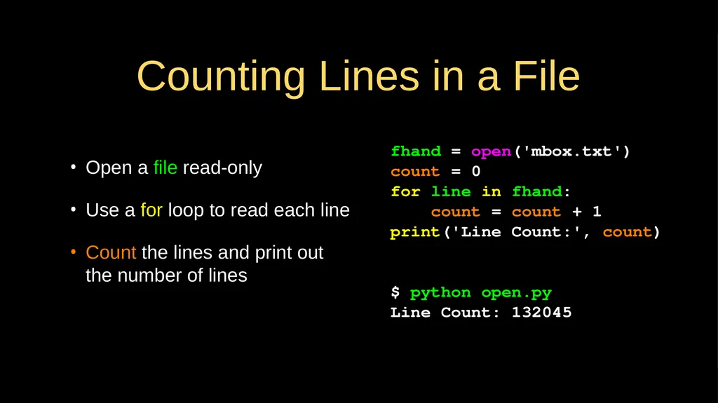 Reading Files Chapter 7 Python for Everybody - slide 13 of 24