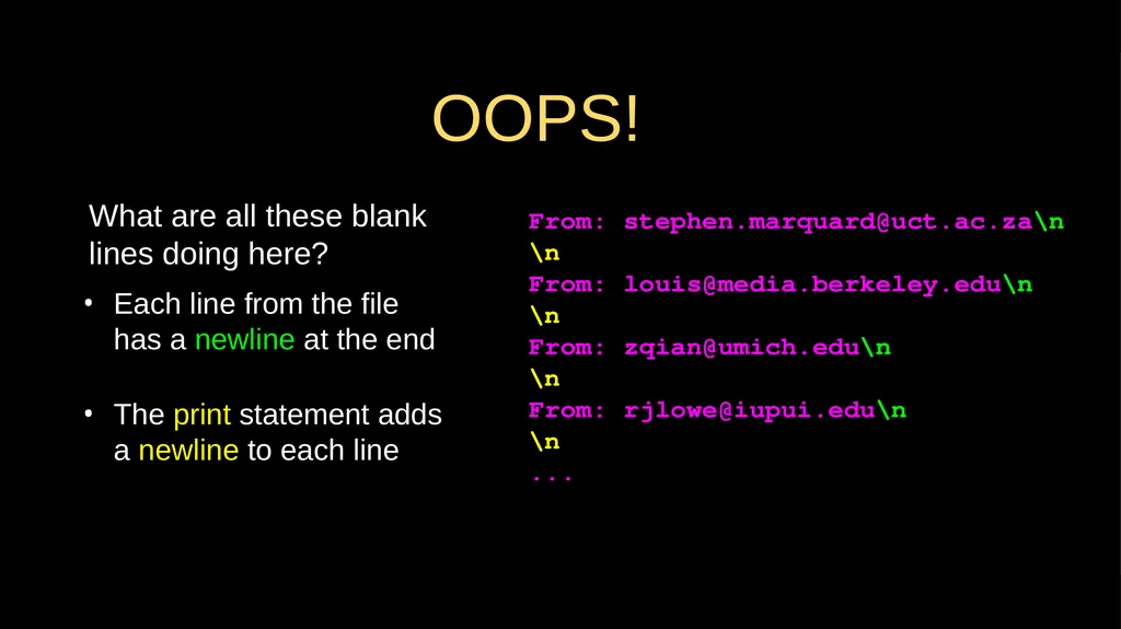 Reading Files Chapter 7 Python for Everybody - slide 17 of 24