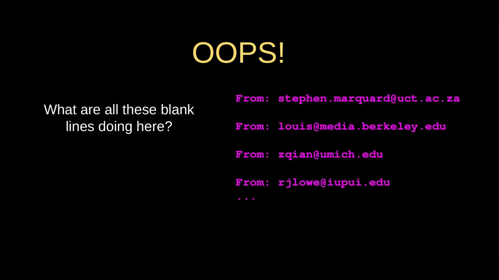 Reading Files Chapter 7 Python for Everybody - slide 16 of 24