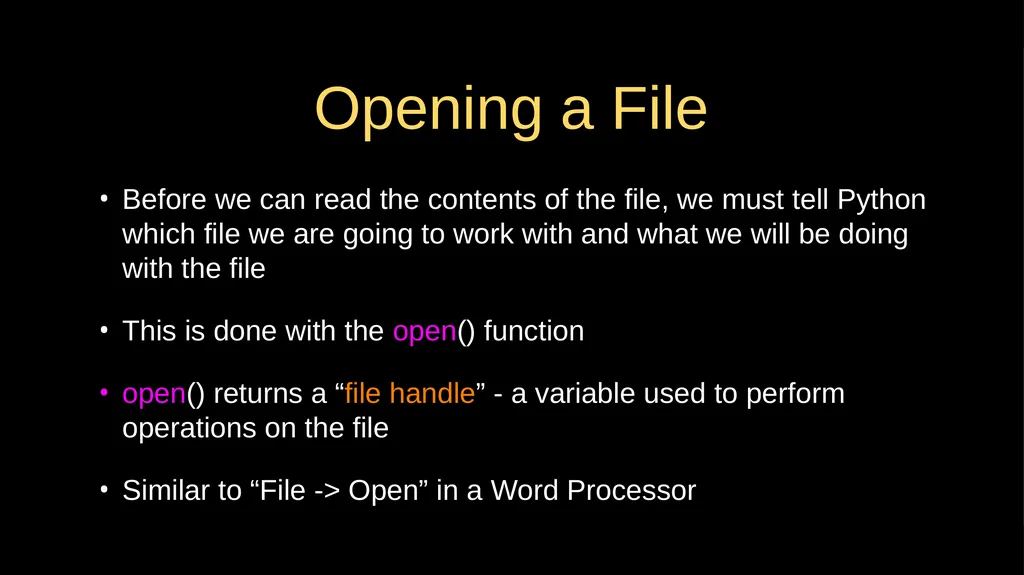 Reading Files Chapter 7 Python for Everybody - slide 4 of 24