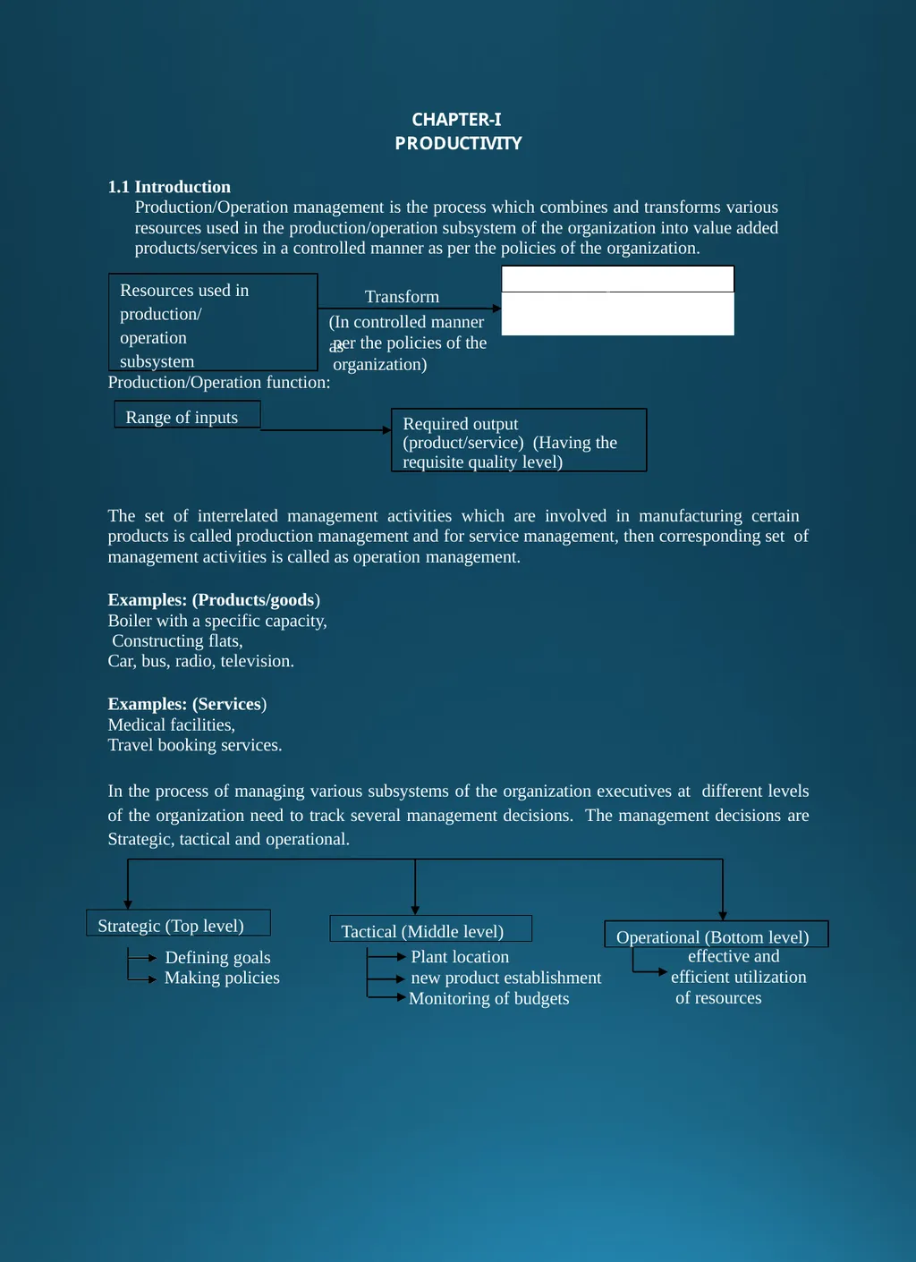 Production and Operation Management . CHAPTER-I - slide 2 of 95