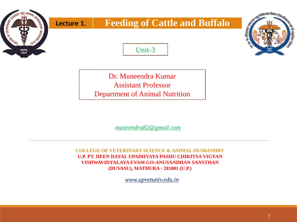 College of Veterinary Science & Animal Husbandry - slide 1 of 58