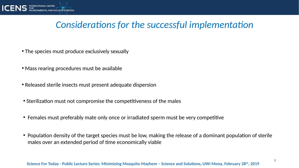 1 The Sterile Insect Technique as a tool for - slide 8 of 13